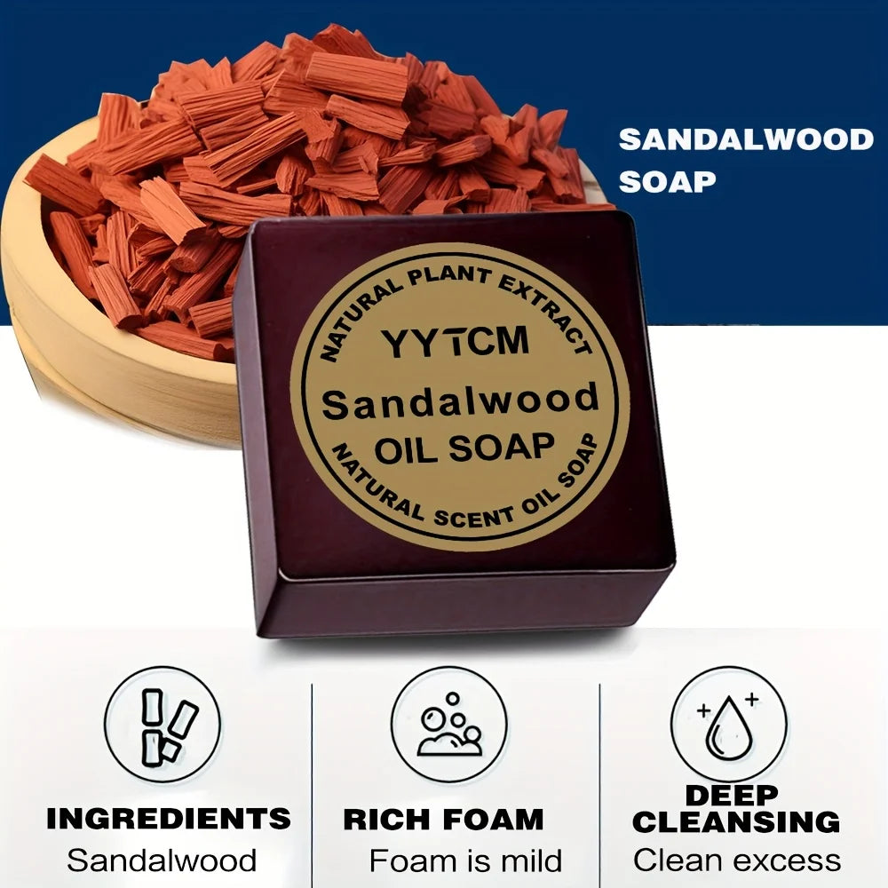 Sandalwood Soap, Men's Scented Soap, Long-Lasting Light Fragrance, Bath, Hand-Washing, Face-Washing Soap, Gentle Skin Care, Gift-Giving, Personal Use 65G/Piece-1 Piece