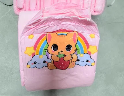 Adult Baby Diaper ABDL Diapers Brief High Absorption DDLG Cute Cartoon Pattern Cotton Soft Thick Disposable Diaper For Men Women