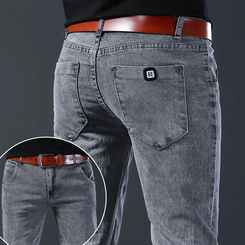 2025 New Men Fashion Comfortable slim fit Jeans Male Loose Straight Smart Casual Denim Pants Elasticity look taller Trousers