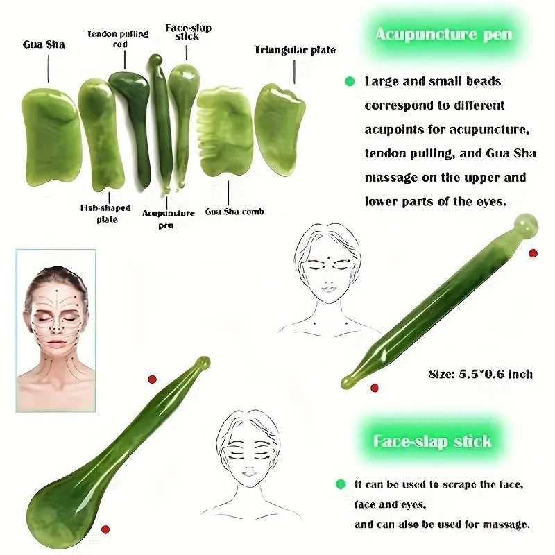 7Pcs Gua Sha Board Massage Tools Face Neck Body Massage Beauty Tool SPA Skin Caring Neck Pain Relief Scraper Scraping Massager