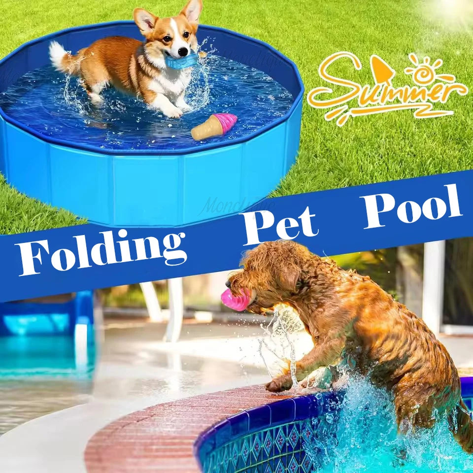 Foldable Pet Swimming Pool Pet Dogs Bathing Tub Pool Indoor Outdoor Kiddie Pool Portable Dog Pools for Pet Cleaning & Swimming