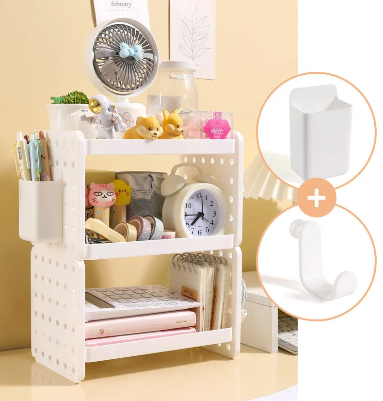 Multi-functional 3-tier Desktop Organizer, Desktop Shelf, Hole Board, Pen Holder Office Desk Organizer, Desk Desk Organizer
