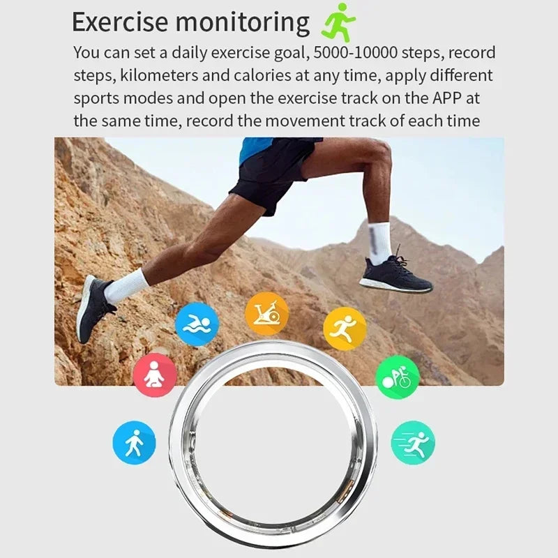 Diamond Smart Ring for Men Women Heart Rate Blood Oxygen Sleep monitoring IP68 Waterproof Sport Modes Ring For Android IOS