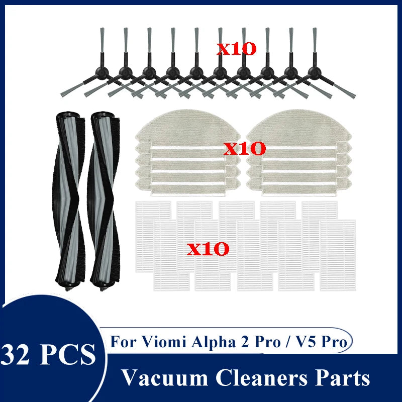 For Viomi Alpha 2 Pro / V5 Pro / V-RVCLM27B / V-RVCLM40B Vacuum Cleaner Parts Replacement Main Side Brush Filter Mop Accessory