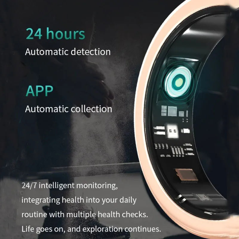 Diamond Smart Ring Heart Rate Monitor Waterproof Bluetooth Sleep Tracking Fitness Ring