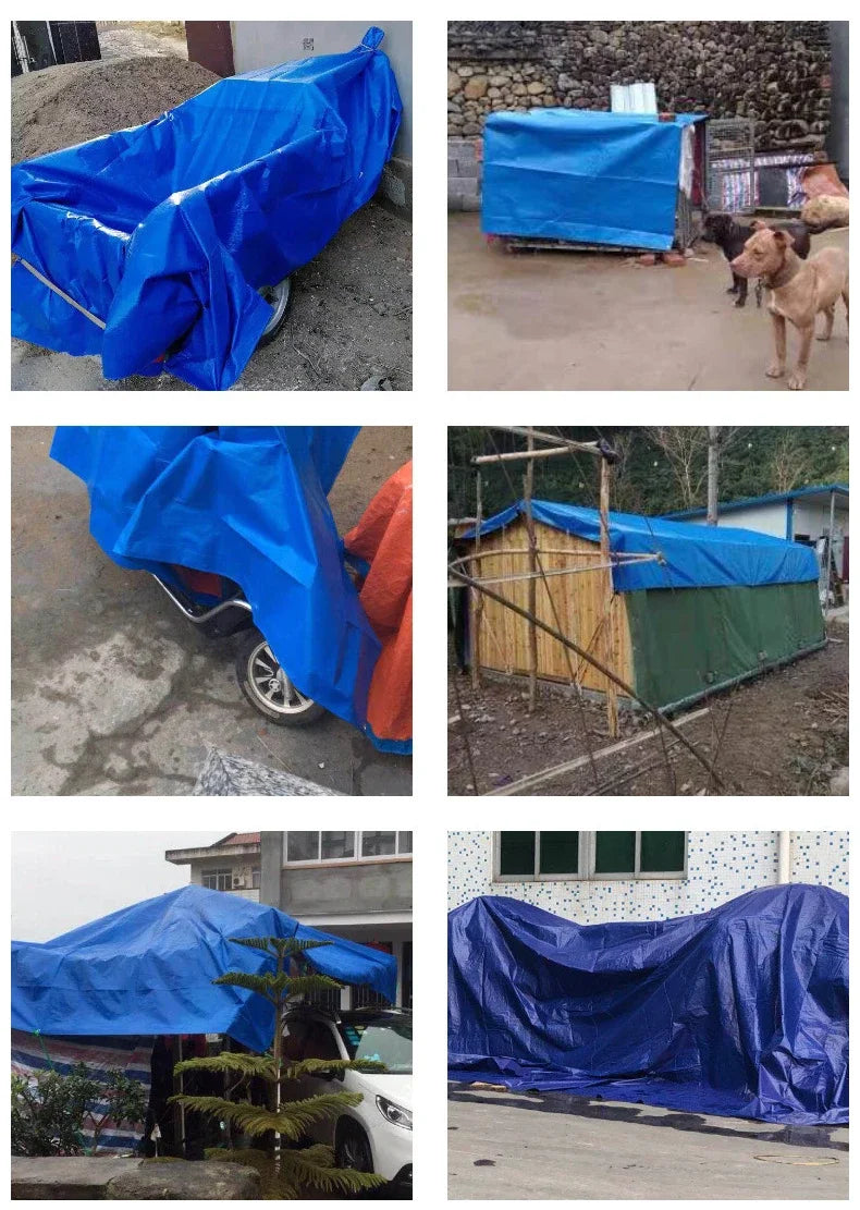 2X2m 2X3m Waterproof Blue Orange Plastic PE Tent Tarp UV Protective Tarp Awnings Awnings Summer Backyard Gardens Rain Cover