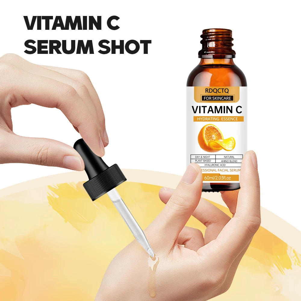Vitamin C Facial Serum - Hydrating Face Essence with Hyaluronic Acid & Amino Acid Complex - Plant Extract Formula for Day Night