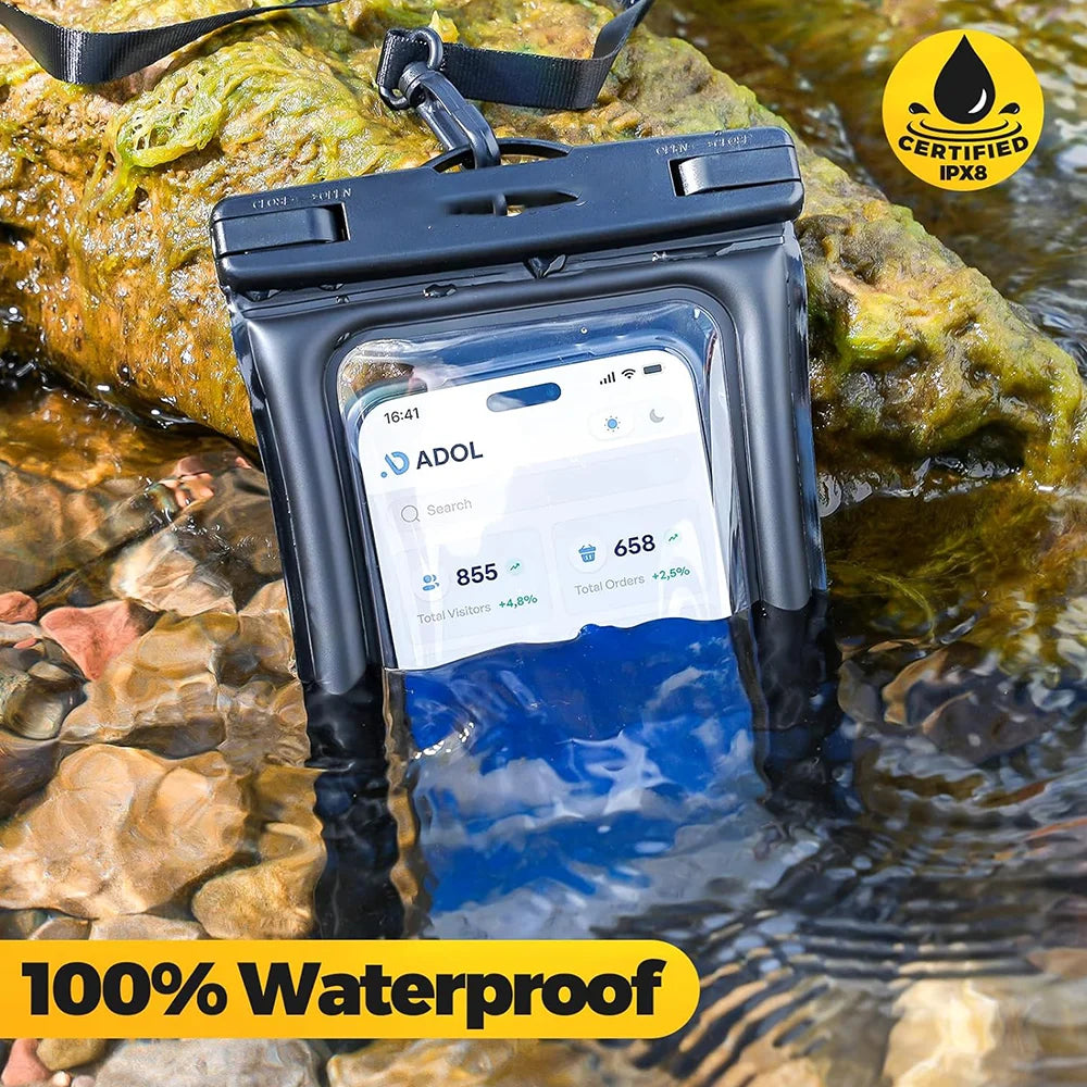 2PCS Waterproof Phone Pouch IPX8 Floating Dry Bag 1PCS Waterproof Phone Case for Beach compatible with under 7.2 inches phones