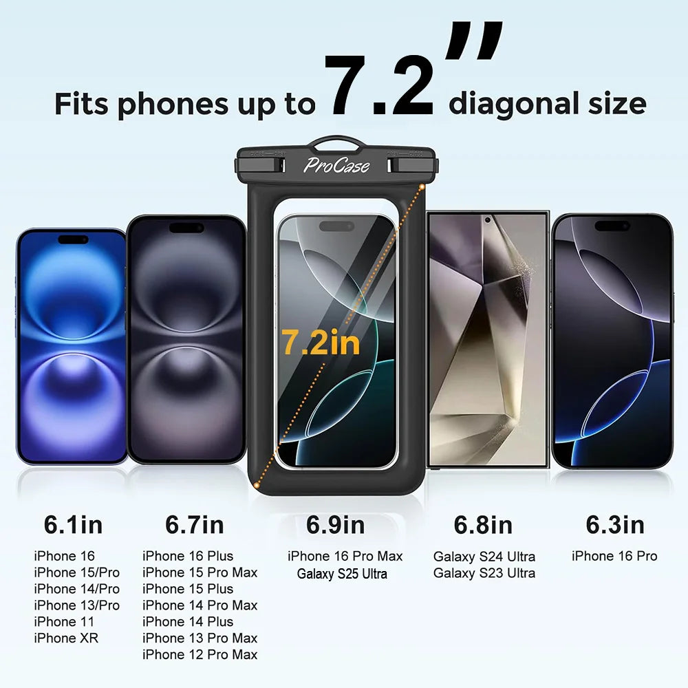 2PCS Waterproof Phone Pouch IPX8 Floating Dry Bag 1PCS Waterproof Phone Case for Beach compatible with under 7.2 inches phones
