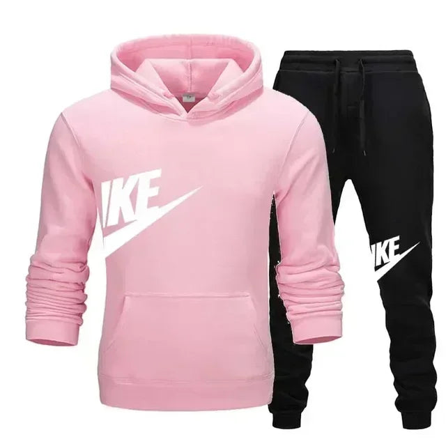 A new autumn and winter men's casual sportswear set of 2-piece hooded sweatshirt and long pants for outdoor fashionable jogging