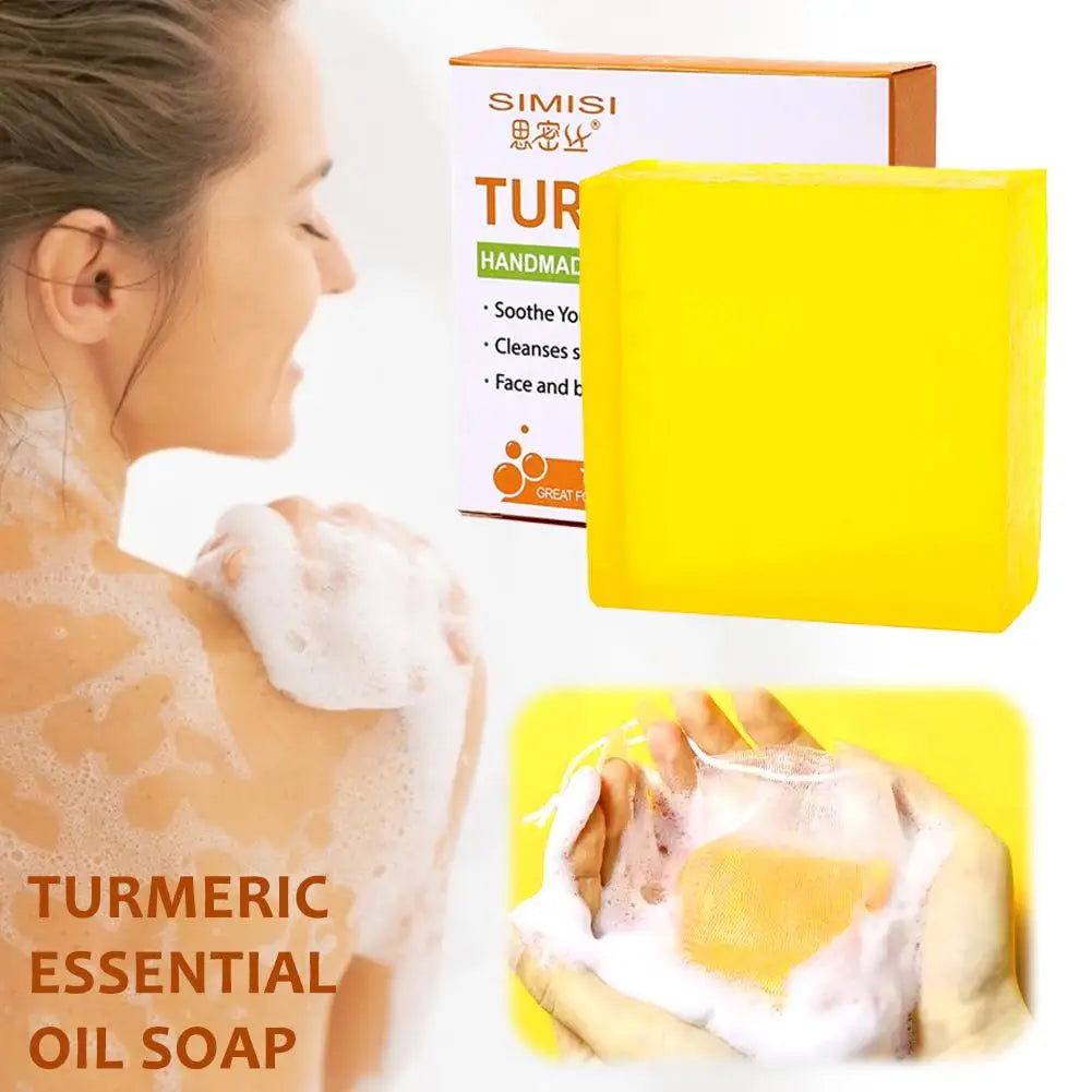 Hand Made Turmeric Soap Body Cleaning Natural Turmeric Deeply Clean Skin Refine Pores, Remove Acne Tender Skin Care Beauty