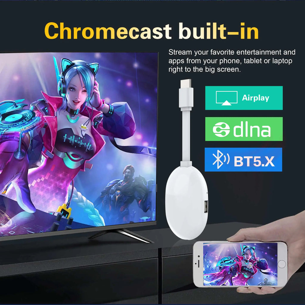 New Mini TV Stick Q2 Ultra WIFI6 BT5.0 4K Ultra HD Android 14 RK3518 Quad Core 2GB RAM 8GB 16GB ROM Home Theater Media Player