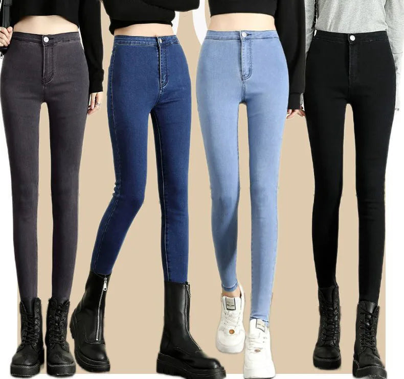 Skinny High Waist Stretch Pencil Jeans Women Casual Vintage Slim Denim Pants Korean Fashion Streetwear Ankle Length Vaqueros New