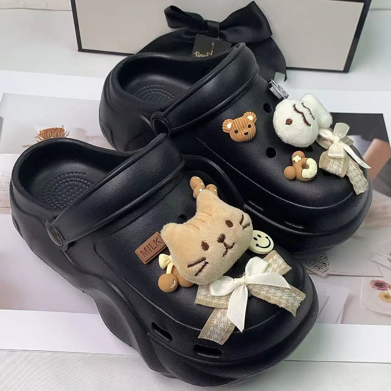 New Style Women's Clogs, Fashionable Cloud-Heel Thick-Soled Sandals for Summer, Made of Lightweight Eva Material, Comfortable Catfish-Patterned Set of Thick-Soled Sandals