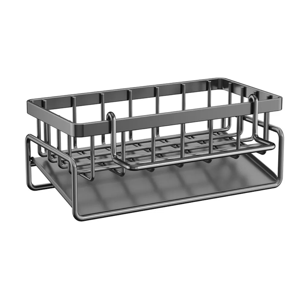 Kitchen Spice Storage Shelf with Drainage Rack, Installation Sink Organizer, Tap-Mounted Shelf for Home Kitchen Accessories