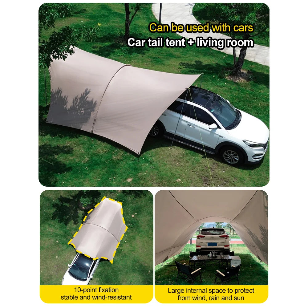 Silver Coated Sun Protection Camping Tent Large Family Size Windproof Rainproof Outdoor Canopy Tent with UV Block for Beach Pic