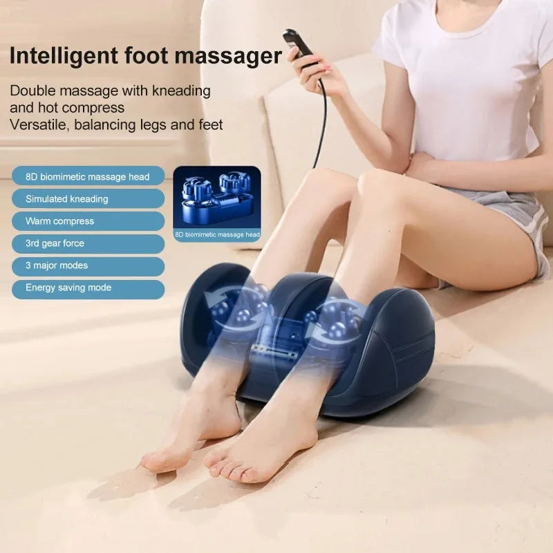 Electric Foot & Calf Massager - Shiatsu Kneading Relaxation Device with Heat