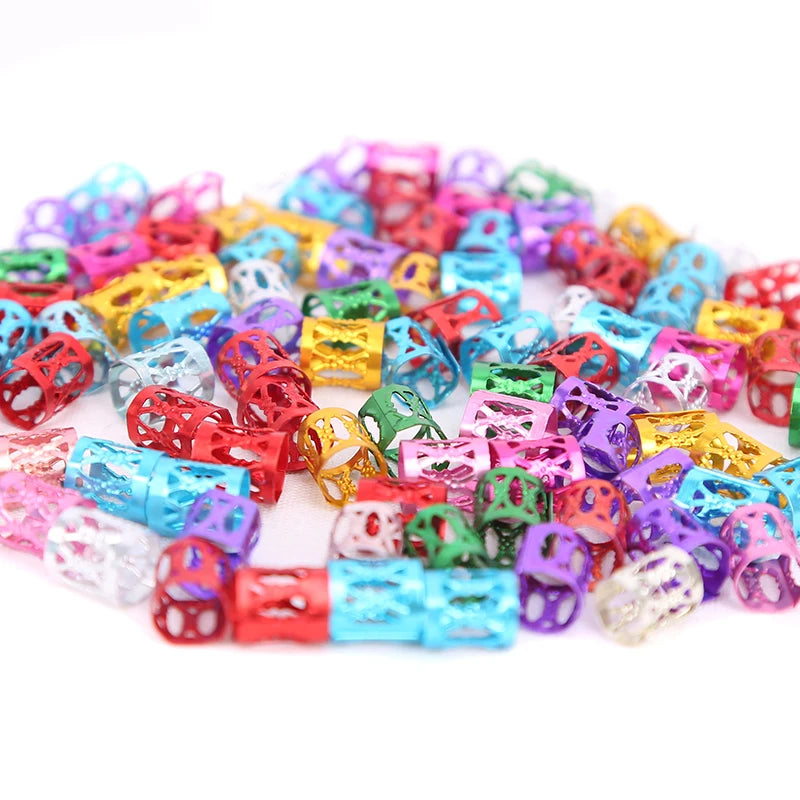 100Pcs Dreadlocks Beads Hair Braid Rings Clips Dread Locks Hair Braiding Metal Cuffs Hair Rings Decoration Accessories Jewelry