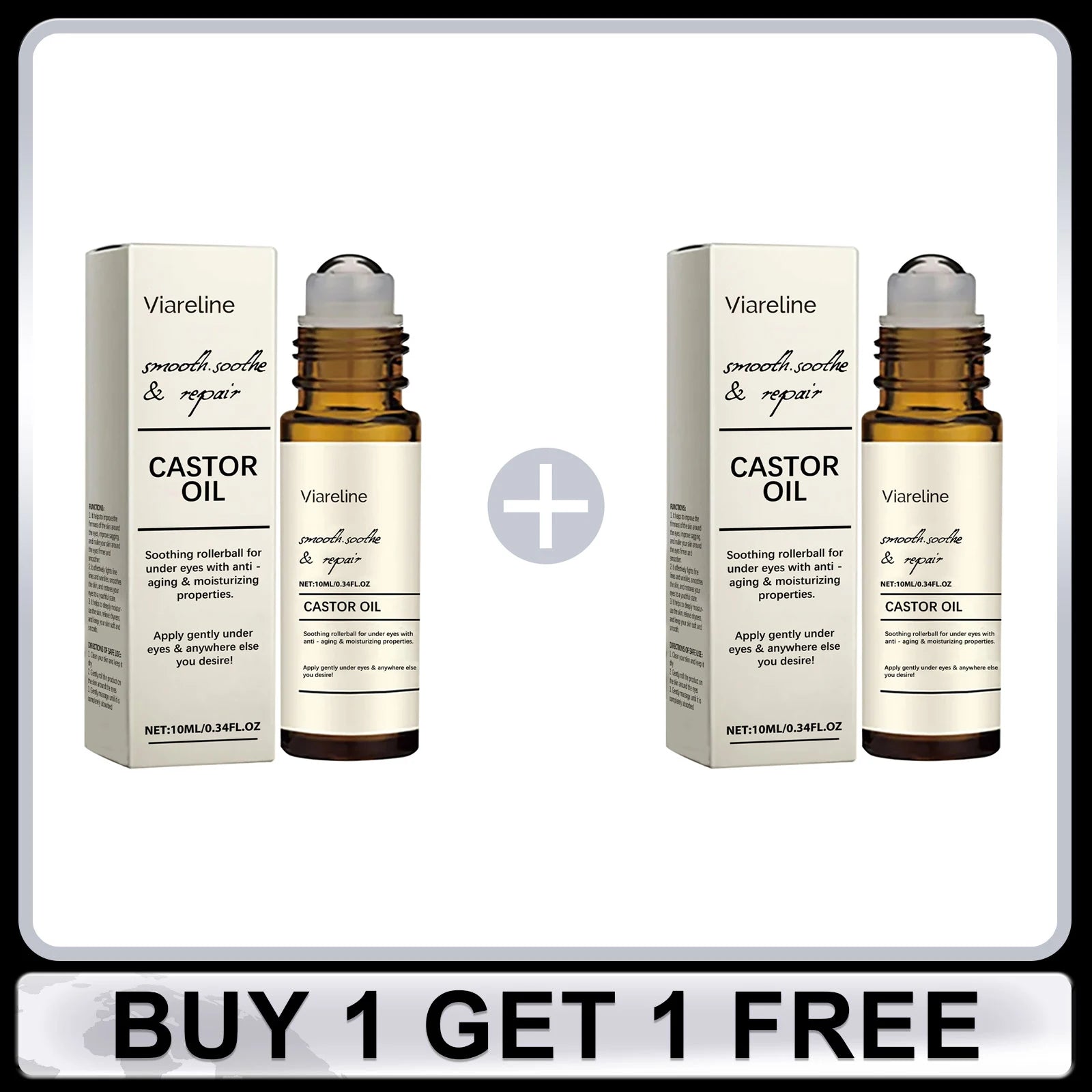 Castor Oil Eye Serum Anti-Wrinkle Remove Dark Circles Eye Bags Anti-Puffiness Lift Firm Ball Massage Moisturize Nourish Eye Care