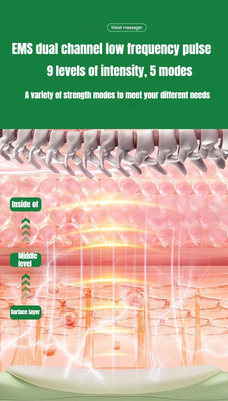 Electric Lumbar Massager Waist Back High-Frequency Vibration Massager Waist Spine Support Airbag Traction Massage Machine