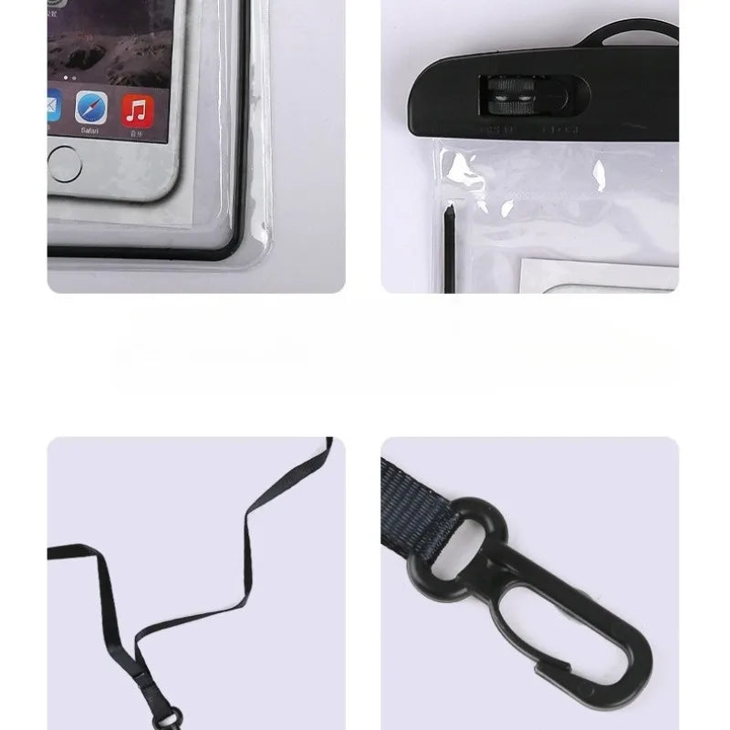 PVC Transparent Waterproof Phone Pouch Luminous Touchscreen Dry Bag with Seal Lock for Swimming Diving Hot Spring Rafting