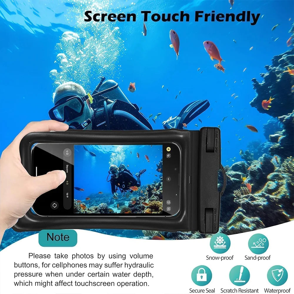 2PCS Waterproof Phone Pouch IPX8 Floating Dry Bag 1PCS Waterproof Phone Case for Beach compatible with under 7.2 inches phones