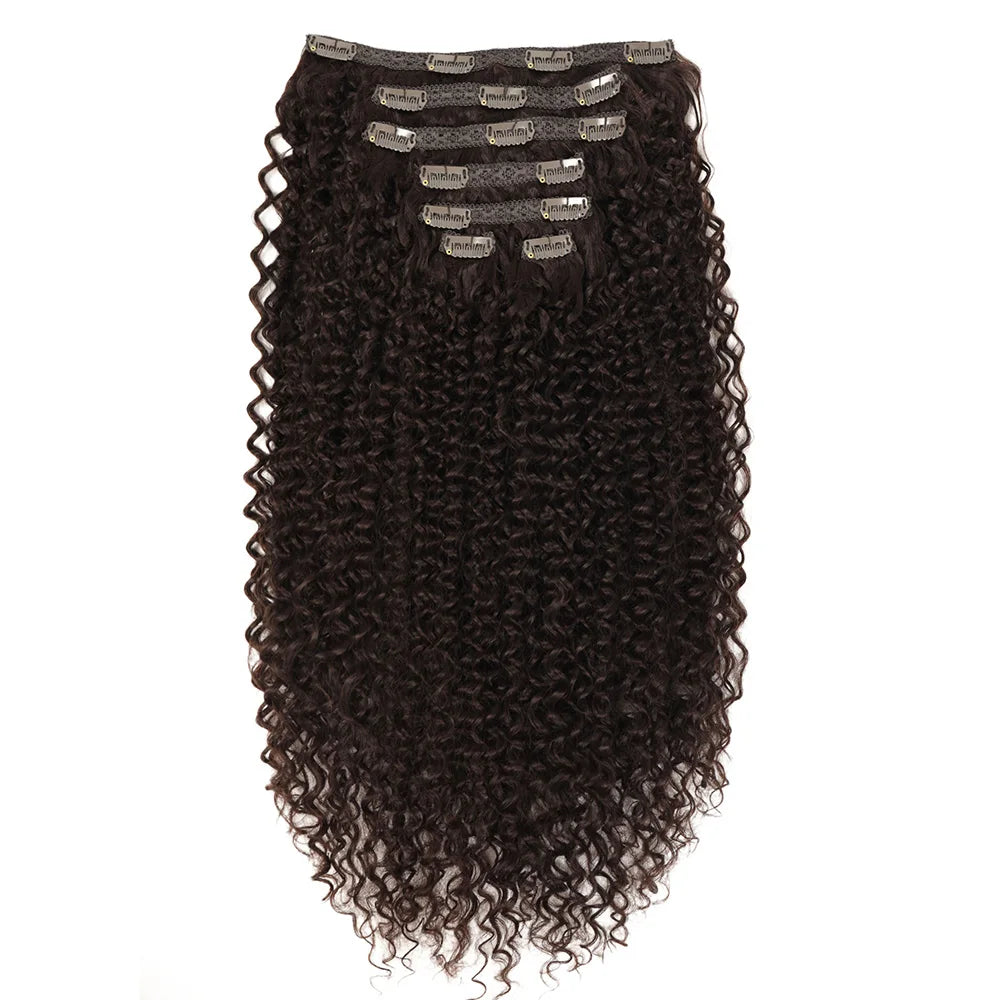 Synthetic Kinky Curly Blonde Hair Extensions Clip Ins for Women Brazilian Remy Hair Extensions 7Pcs with 24 Clips Natural Blonde