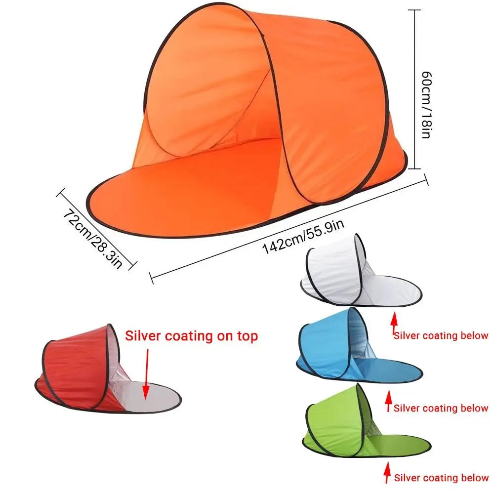 Camping Tent Silver Coated Small Folding Tent Instant Pop-up Automatic Sun Shelter Portable UV Protection Mini Beach Tent Summer
