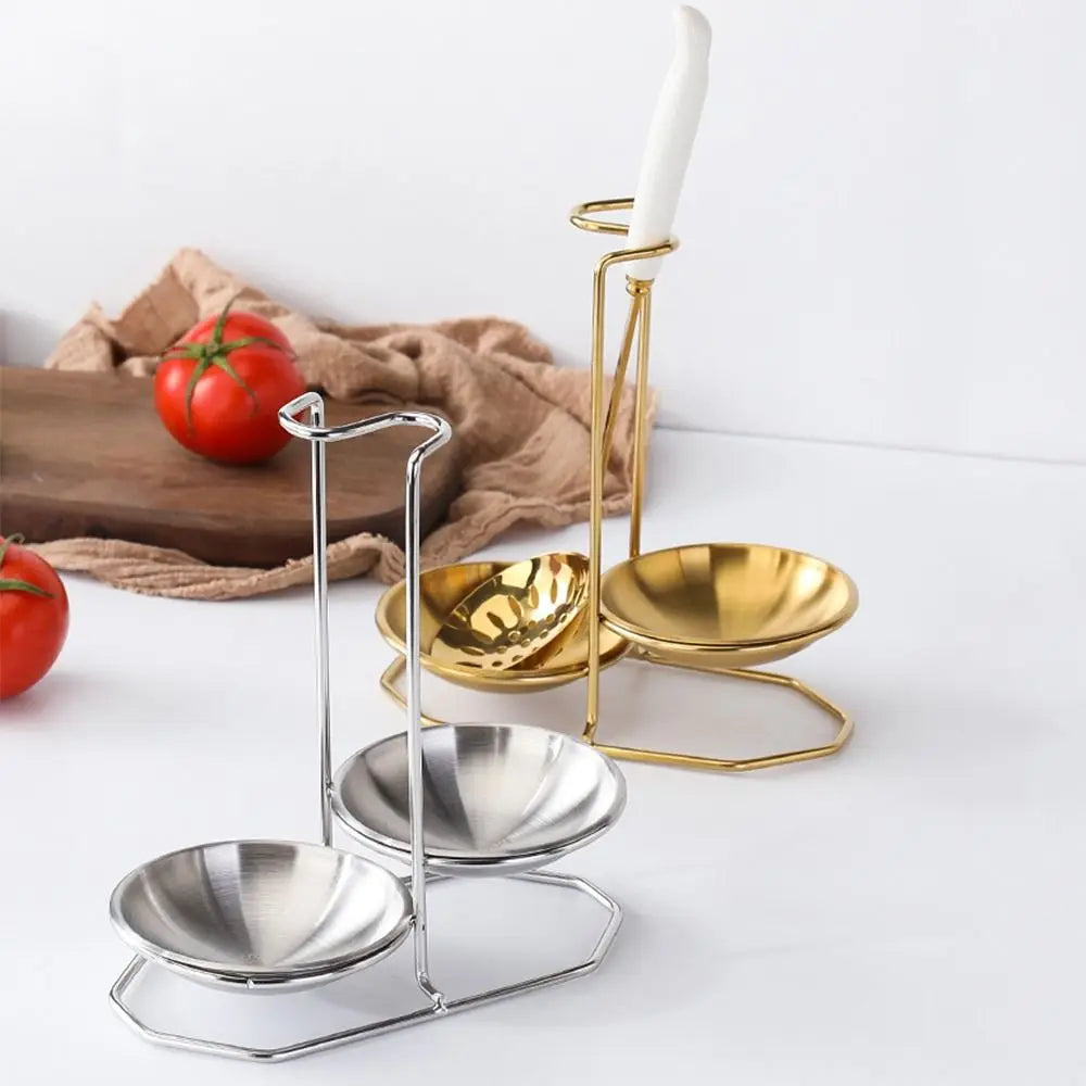 Kitchen Accessories Vertical Single/Double Ladle Spoon Utensil Rack Soup Spoon Rest Stand without plate Tableware Storage Shelf