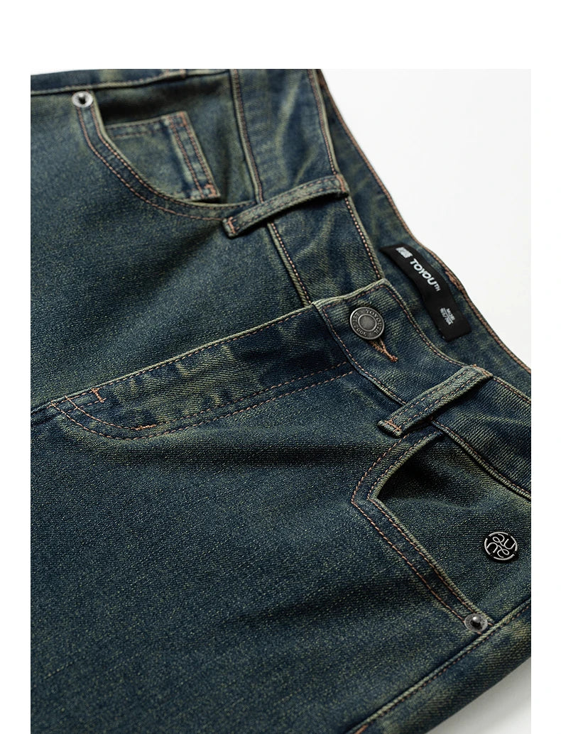 TOYOUTH Women Stretch Jeans 2025 Winter New Slightly Flared Mid-low Waist Slim Fitting Slimming Warm Fleece-lined Long Pants