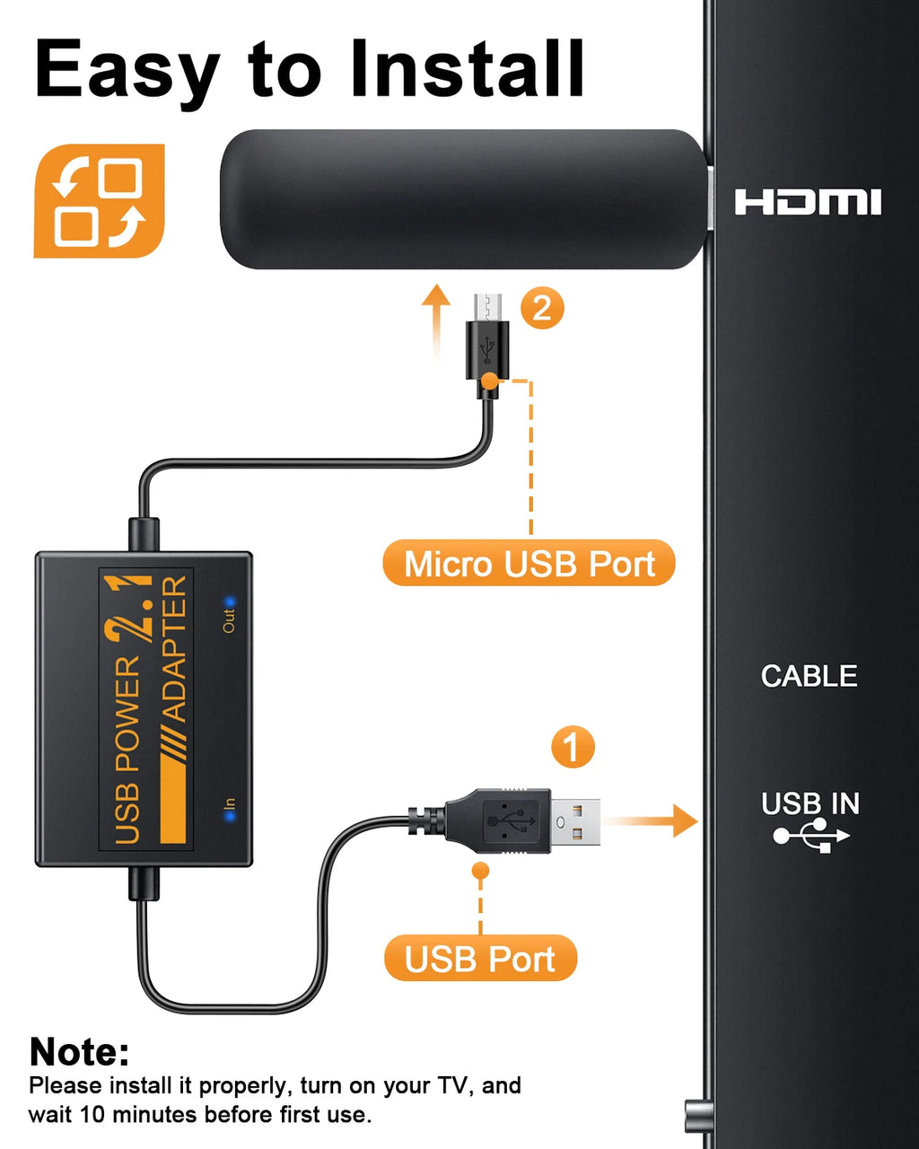 Fire Stick Power Adapter USB Power Cable for Fire TV Stick Streaming TV Sticks Directly from TV's USB Port