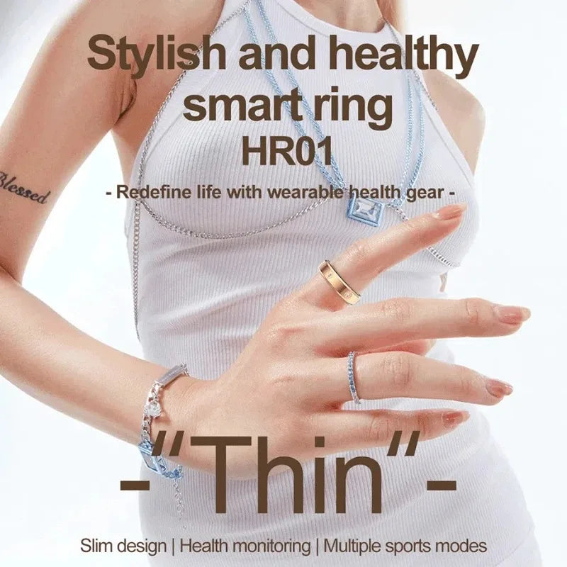 For Xiaomi Smart Ring Women Men Super Narrow Heart Rate Health Stress Measurement Monitor HR01 Waterproof Fashion Ring New