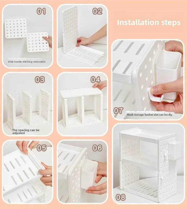 Multi-functional 3-tier Desktop Organizer, Desktop Shelf, Hole Board, Pen Holder Office Desk Organizer, Desk Desk Organizer