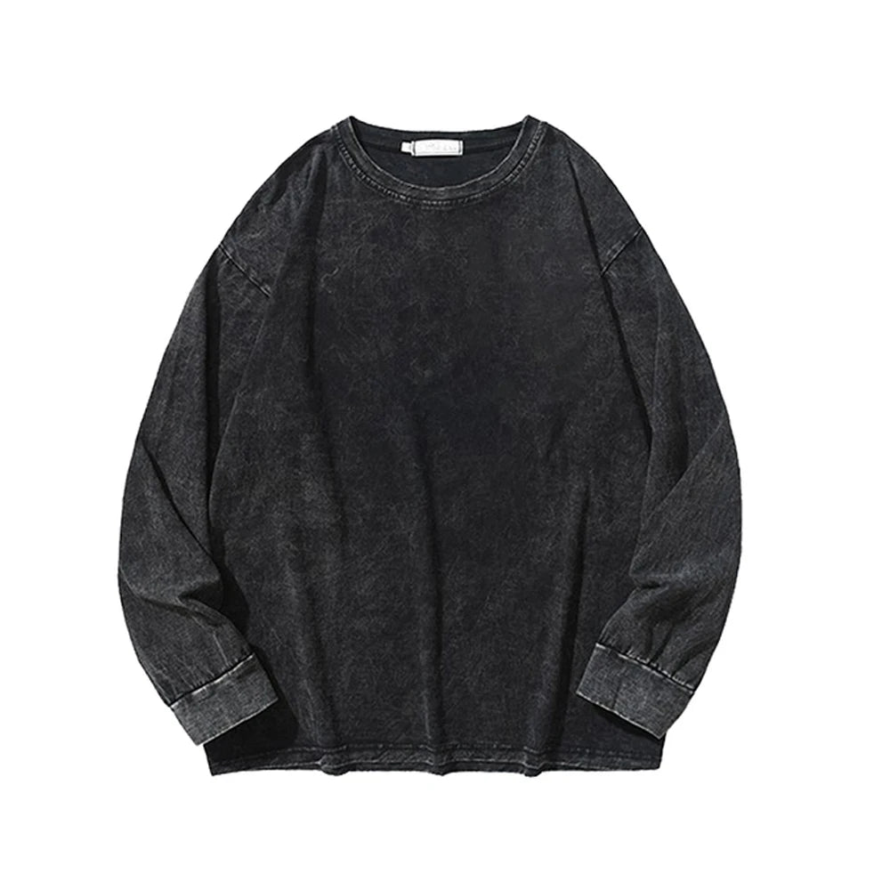 100% Cotton Men's Clothing Vintage Black Acid Wash Hoodies Men Women Oversized Hip Hop Sweatshirts Casual Pullover Y2K Clothes