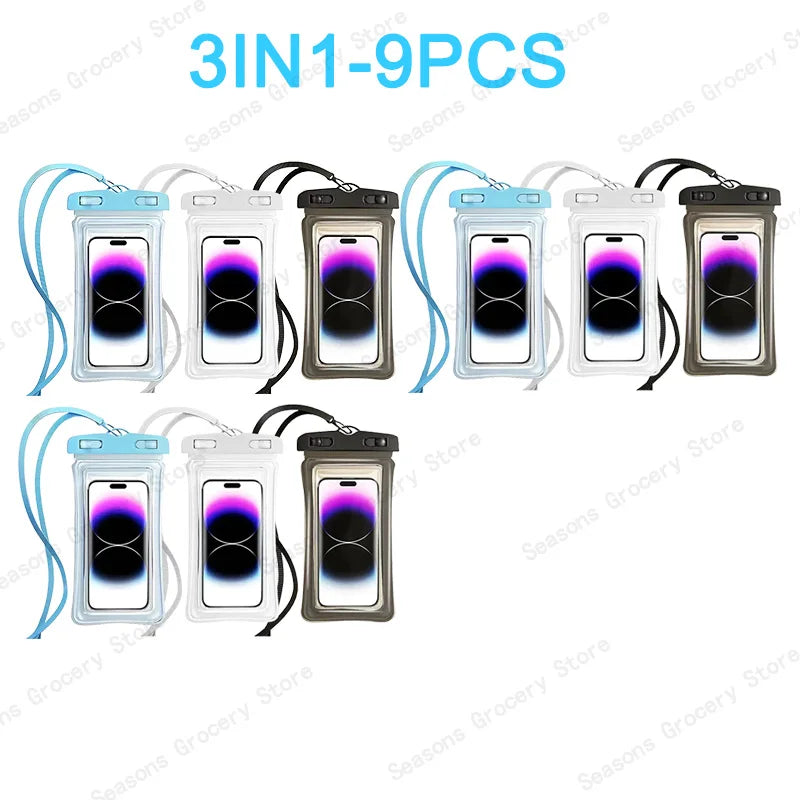 Transparent Waterproof Phone Pouch Under 7.2 Inches Touch Screen Swimming Rafting Waterproof Case with Lanyard Sealed Bag