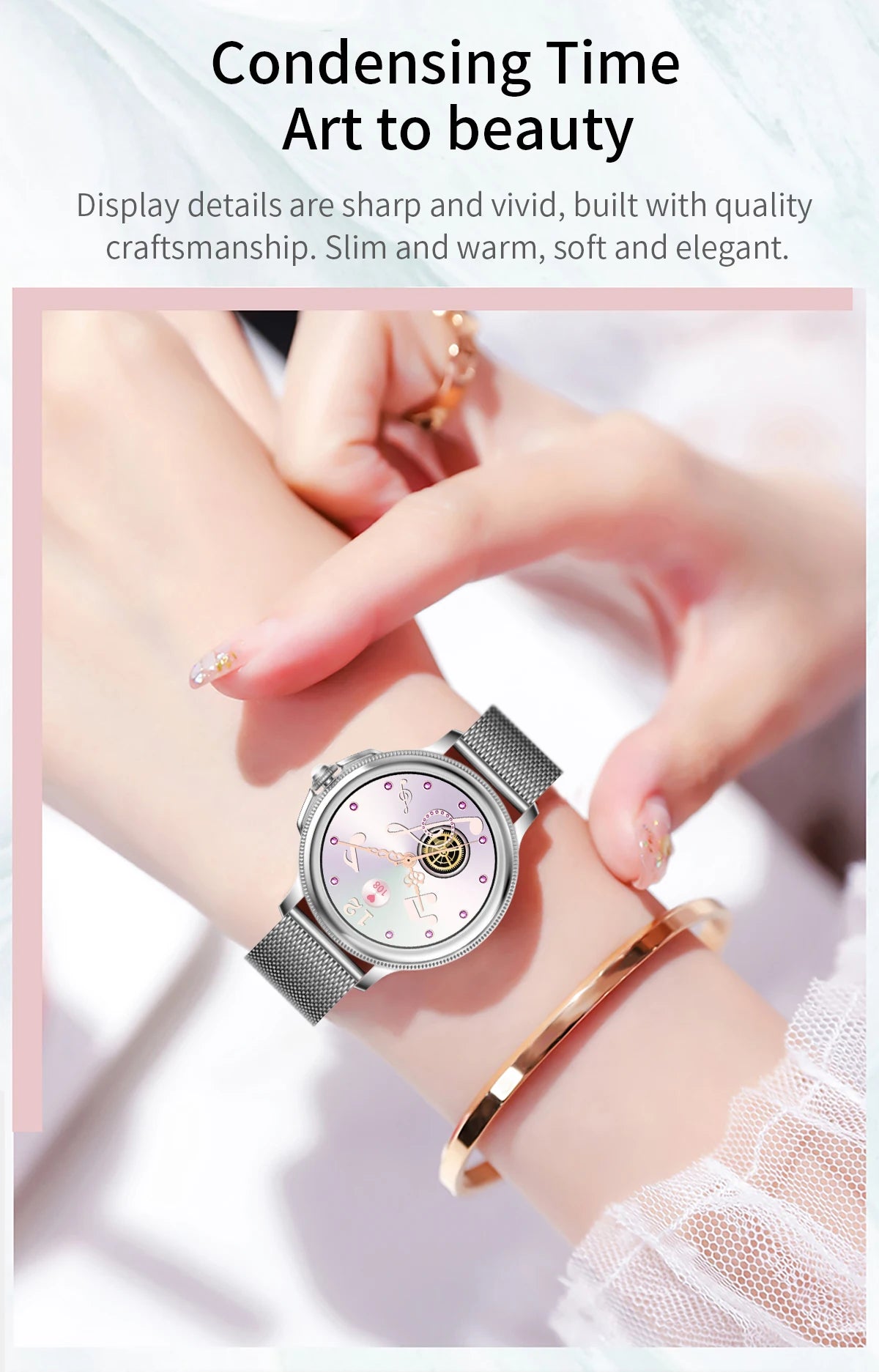 Smart Watch for Women 1.2" Bluetooth Call 100+ Sport Modes Fitness Tracker with Heart Rate/Sleep/SpO2 Monitor IP67 Waterproof