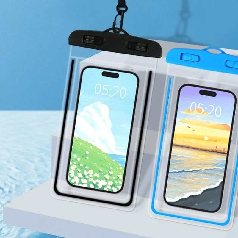 PVC Transparent Waterproof Phone Pouch Luminous Touchscreen Dry Bag with Seal Lock for Swimming Diving Hot Spring Rafting