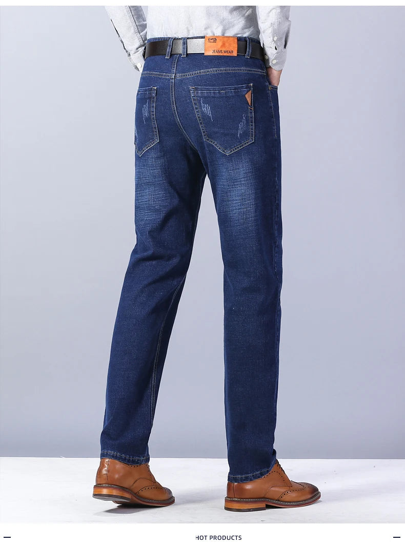 Men's Slim Fashion Denim High Quality Male Pants Elastic Black Blue Leisure Jeans Brand Clothing
