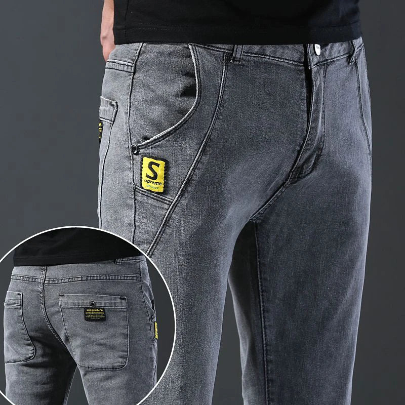 2025 New Men Fashion Comfortable slim fit Jeans Male Loose Straight Smart Casual Denim Pants Elasticity look taller Trousers