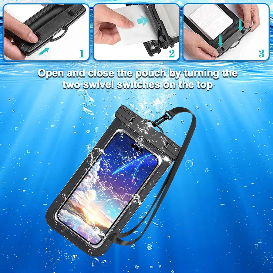 Waterproof Phone Pouch, IPX8 Waterproof Phone Case Bag Beach Essentials for Cruise Travel for iPhone 15 14 13 Pro Max Plus