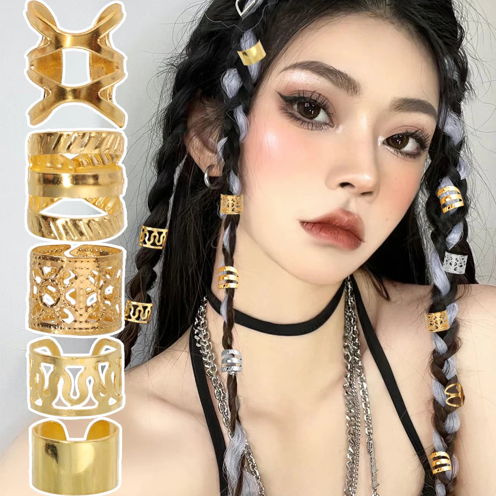 100pcs Dreadlock Hair Rings Hair Jewelry Cuffs Clip Hair Braids Dirty Braids Bead Hippie Hairpin Accessories Headwear for Women