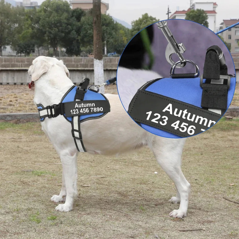 Harness For Dogs Breathable Adjustable Dog Vest Harness Pet NO PULL Vest Reflective For Medium Large Dog With Name Collar Patch
