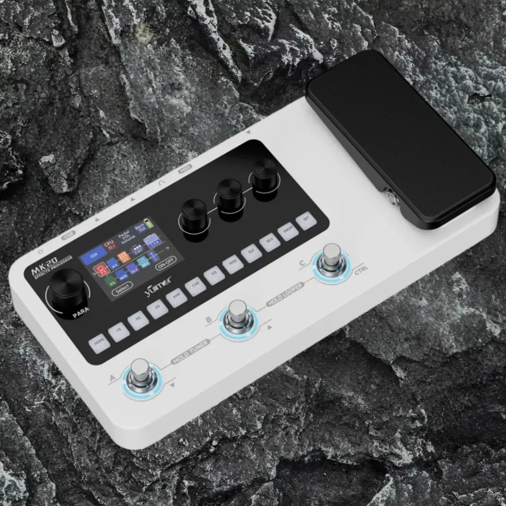 Yuimer MK-20 Multi-Effects Processor Pedal with Drum Machine, Tuner, and Looper Pedal USB Audio/for Guitar/Bass