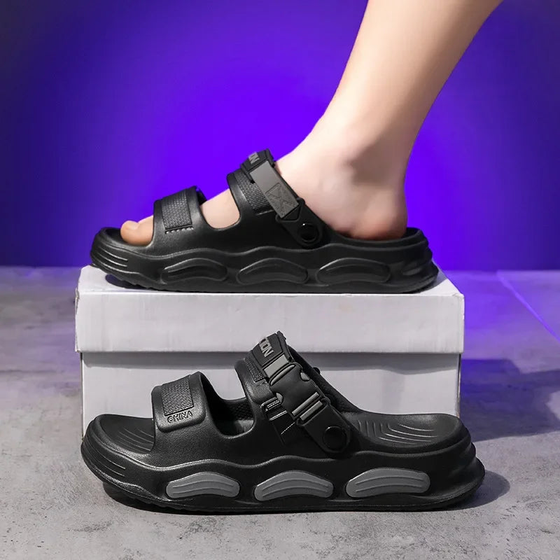 Men's Cloud Soft Thong Slippers Two-Way Wear Thick Bottom Waterproof Non-Slip Driving Comfortable Summer Sandals