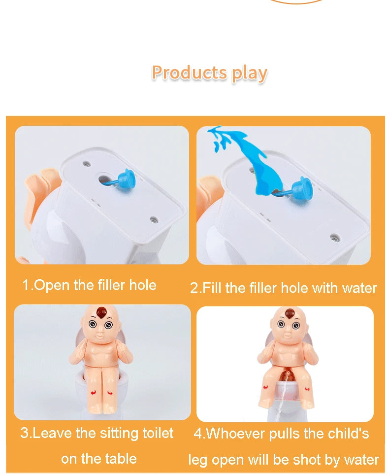 Adult Stress Reliever New Trick Water Spraying Toilet Toy Funny Water Jetting Toilet Doll for Children Play Game Prank Joke Gift