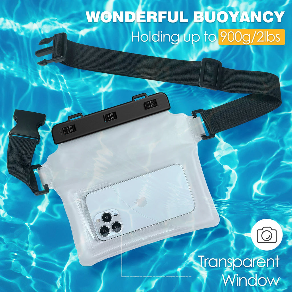 MoKo Waterproof Phone Pouch Fanny Pack Floating Dry Bag Swimming Waist Bag Underwater Ski Drift Diving for iPhone 13/13 Pro Max