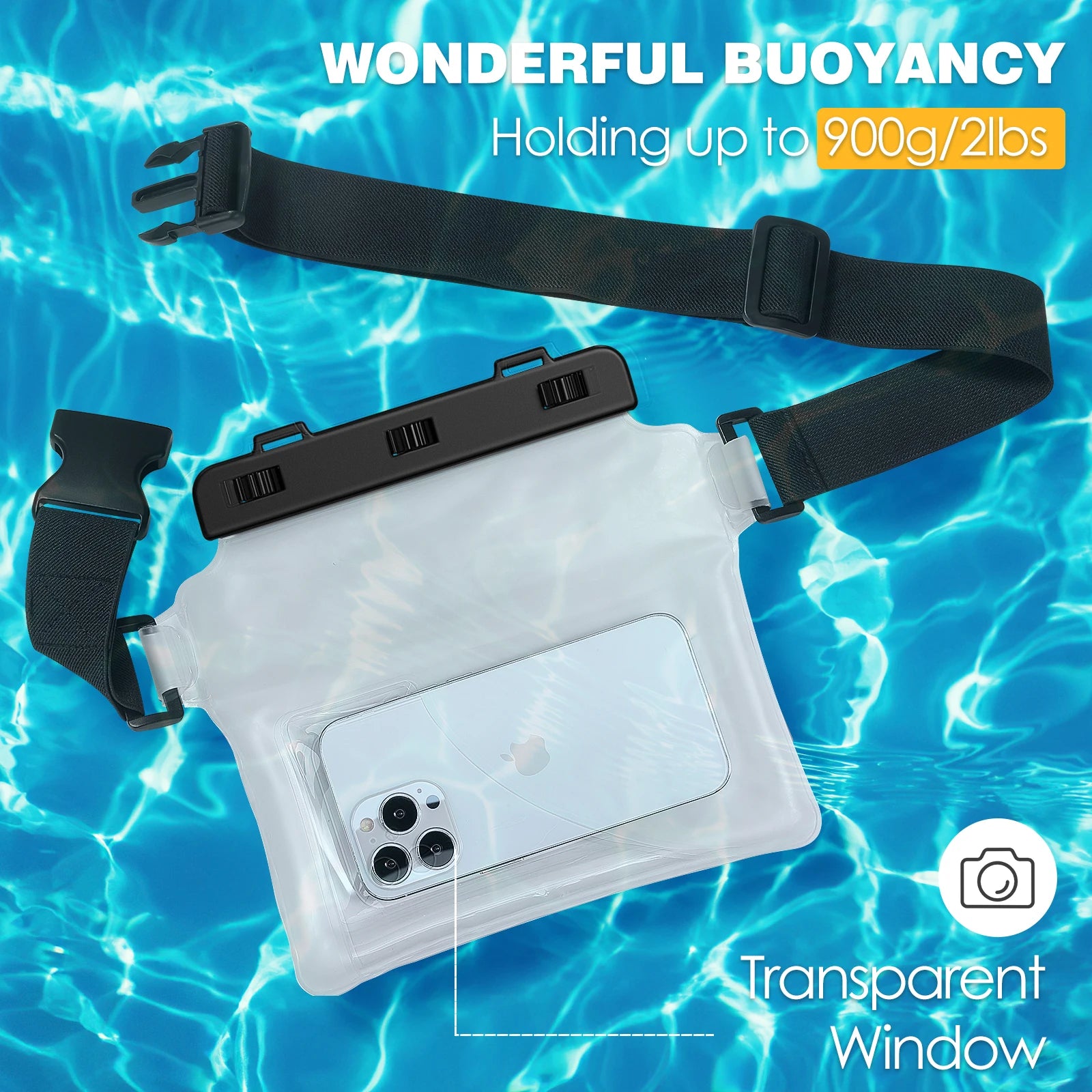 MoKo Waterproof Phone Pouch Fanny Pack Floating Dry Bag Swimming Waist Bag Underwater Ski Drift Diving for iPhone 13/13 Pro Max