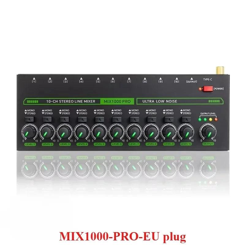 DC 5V 4/6/8 Channel Mini Sound Mixer Ultra Low Noise Line Mixer Power Supply Easy Operation Audios Mixer with RGB Lighting