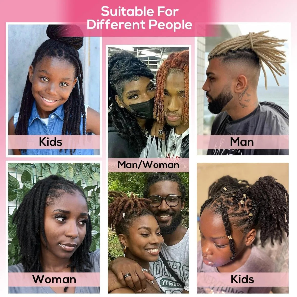 0.6cm 4-8Inch Regular Loc Extension Human Hair 50 Strands Full Handmade 100% Human Hair Dreadlock Extensions for Men Women