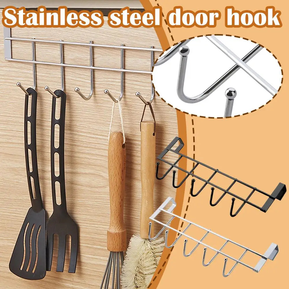 Hooks Over The Door 5 Hooks Home Bathroom Organizer Rack Clothes Coat Hat Towel Bags Keys Hanger Bathroom Kitchen Accessories